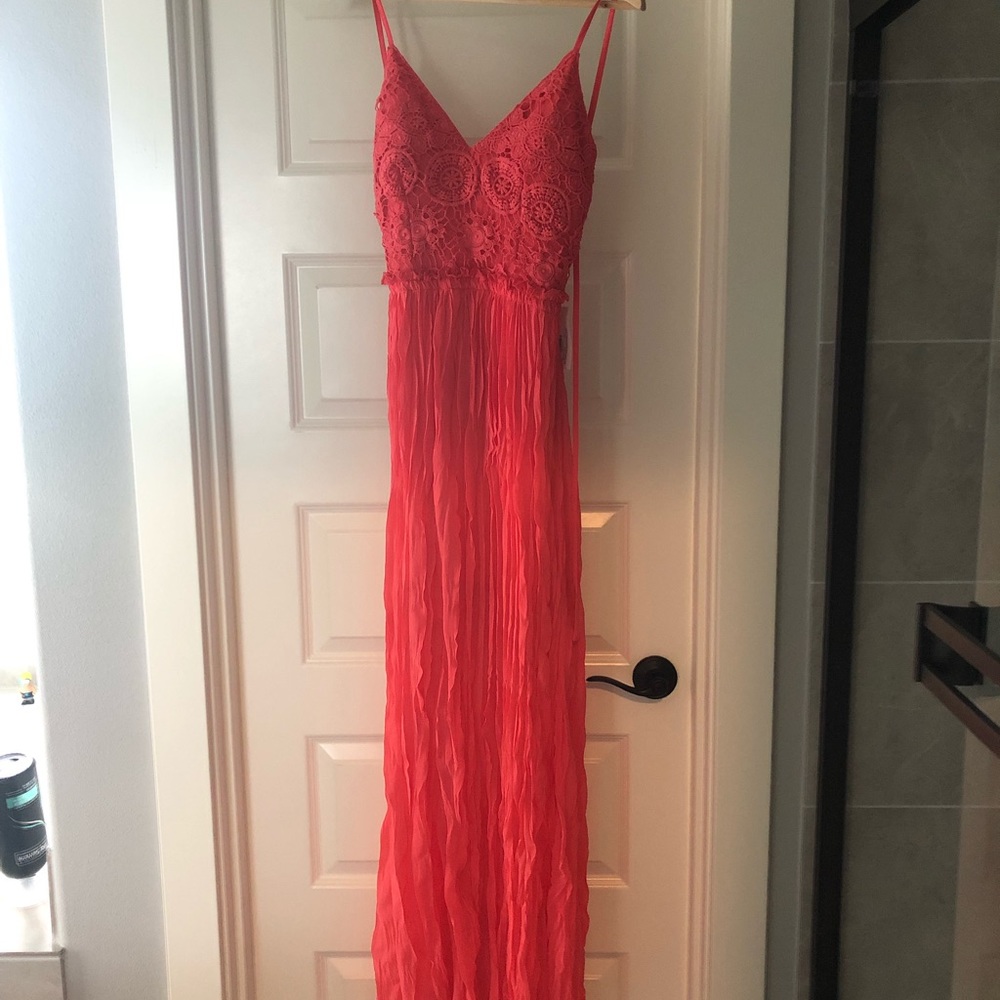 Coral Maxi Strappy Dress